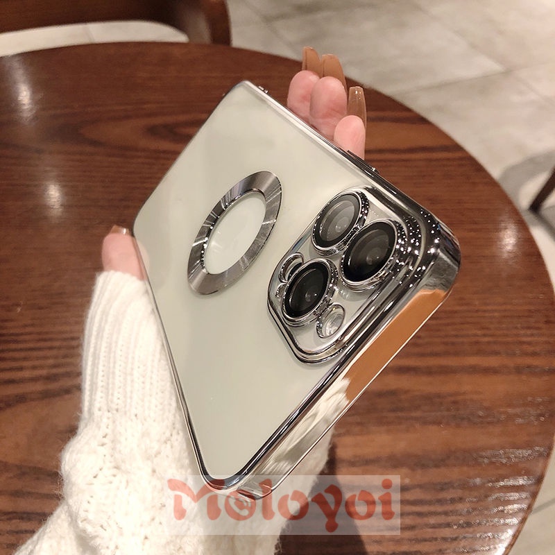 Hard Case Magnetik Pelindung Lensa Transparan Anti Jatuh Untuk iPhone 11 12 13 Pro MAX 7 8 Plus XR 11 Pro MAX X XS MAX SE 2020