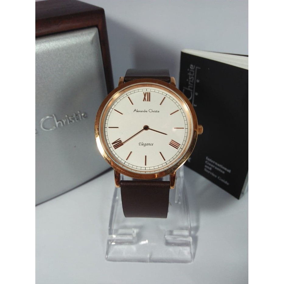 JAM TANGAN PRIA ALEXANDRE CHRISTIE AC 8471 ROSEGOLD WHITE LEATHER ORIGINAL