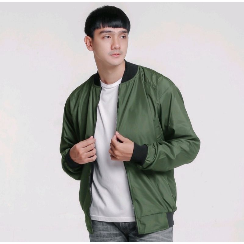 Jaket Bomber Polos Basic Natural Pria Wanita Taslan Poliester Jaket Bomber Exsekutif Original Dogart