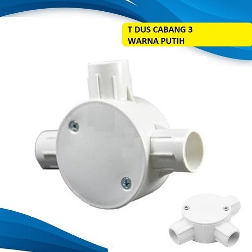 

T - Dus putih 3 cabang diameter 20mm T Dus T-Dus percabangan kabel
