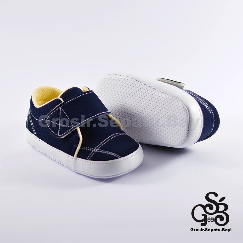 sepatu bayi baby shoes prewalker laki laki umur 2 sampai 14 bulan simple classy warna biru navy