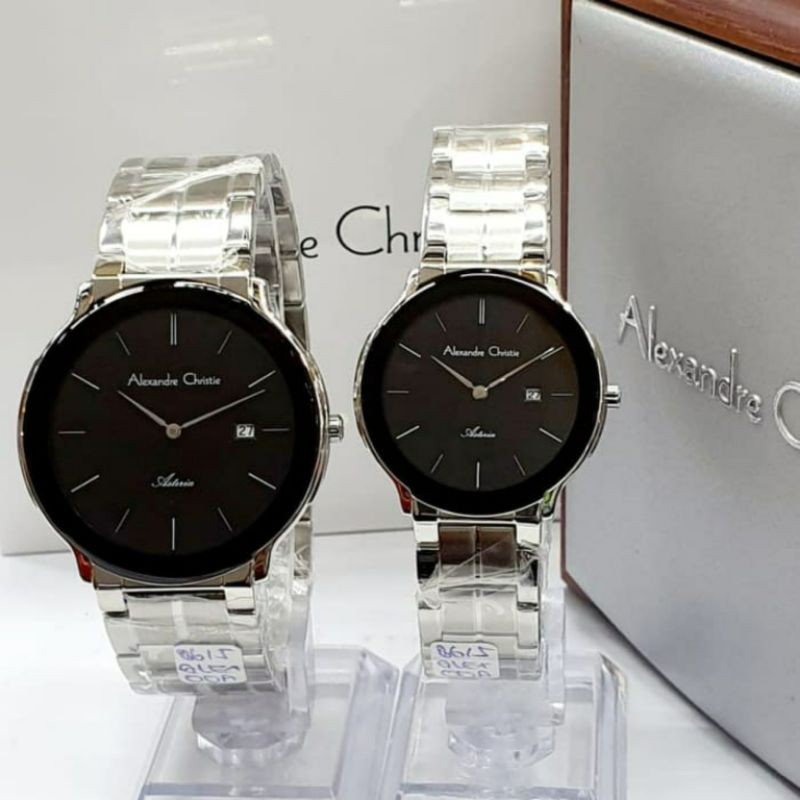 OBRAL Jam Alexandre Christie AC 8615 AC8615 Asteria Silver Black Couple Pria Wanita Original 40-32mm