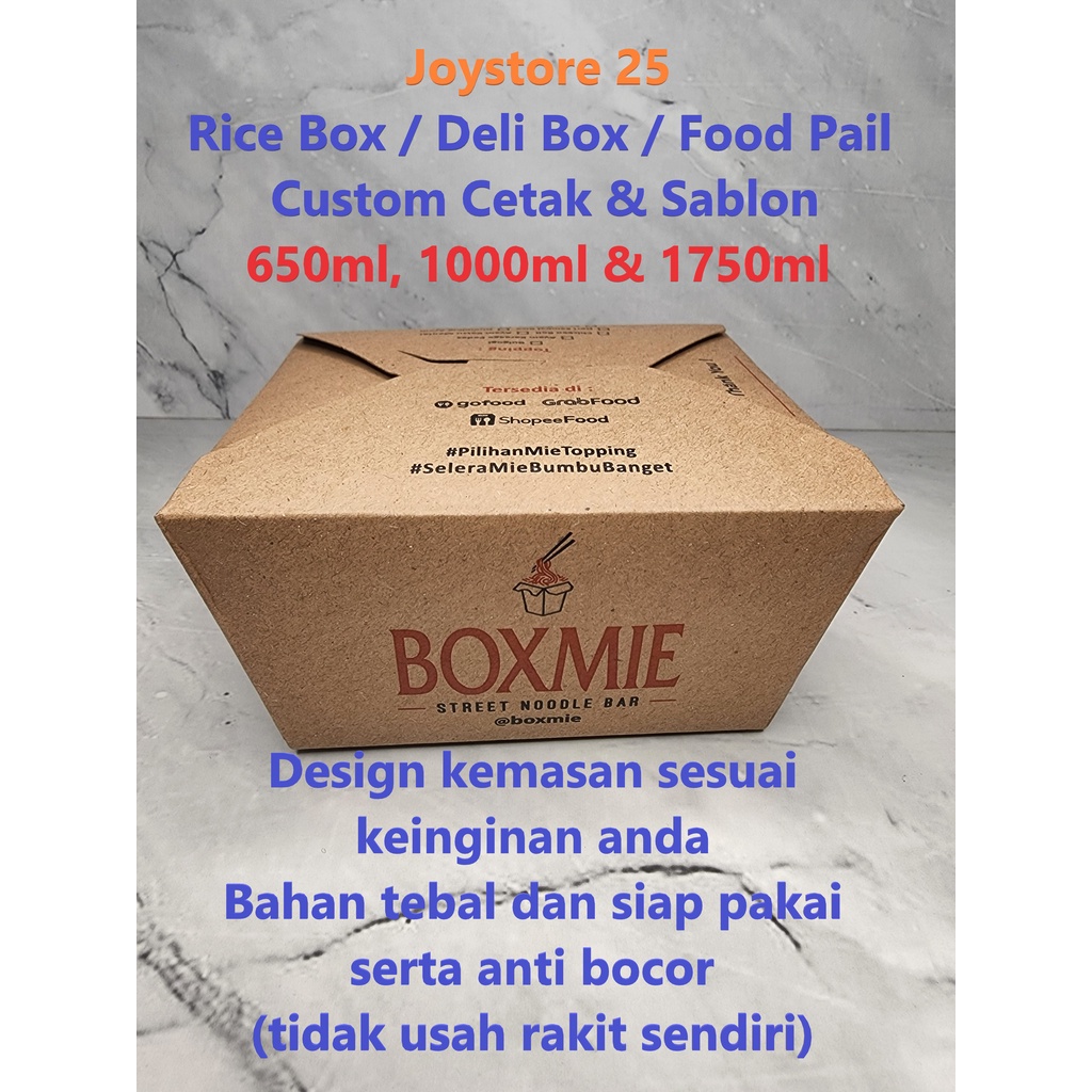 Custom Cetak Paper Box & Deli Box & Food Pail & Rice Box Kraft