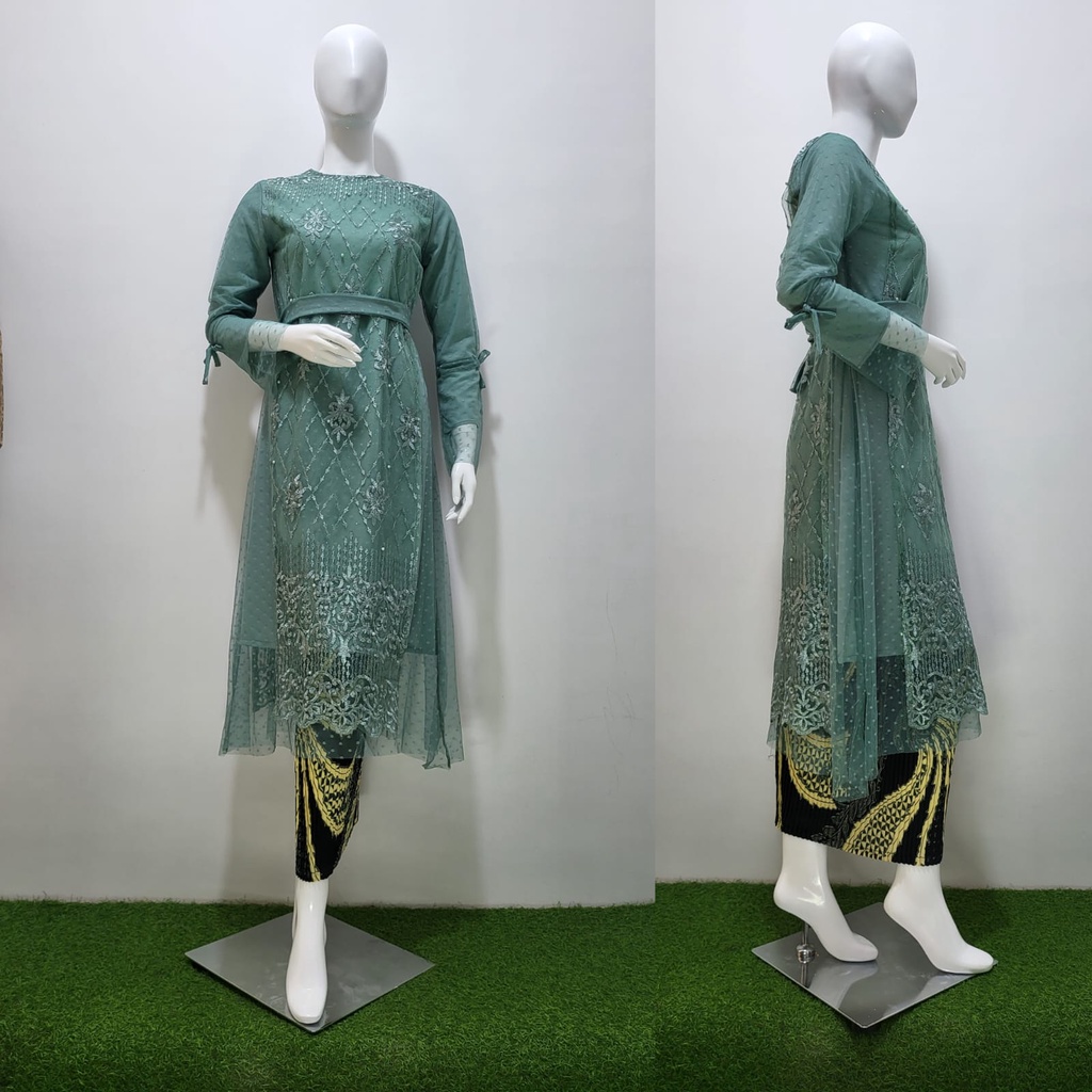 Dress kondangan desainn eropa//midi dress modern//dress tulle