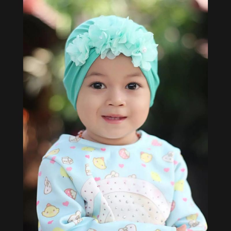 Turban Bayi Bunga Anak Bayi Usia 0-3 Tahun | Ciput Baby New Born | Bandana Baby Girl Newborn Import Premium Lucu Perempuan