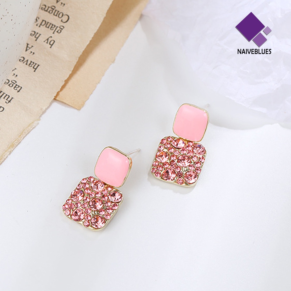 Anting Stud Bentuk Hati Persegi Geometris Gaya Elegan Untuk Wanita