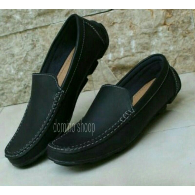 Sepatu santai Slip On Pria Gaya kulit sentetis Asli Murah Ringan Slop Laki Laki Casual Jalan Santai