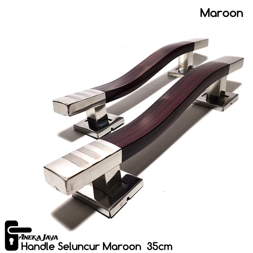 [ Satu set ] Gagang Pintu / Tarikan Pintu Rumah Stainless / body kunci / Handle Pintu maroon 35cm