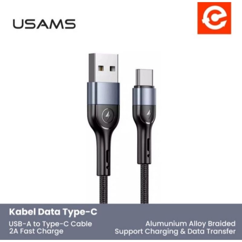 USAMS KABEL DATA MICRO | IPHONE | U55 ALUMINIUM ALOY -HITAM