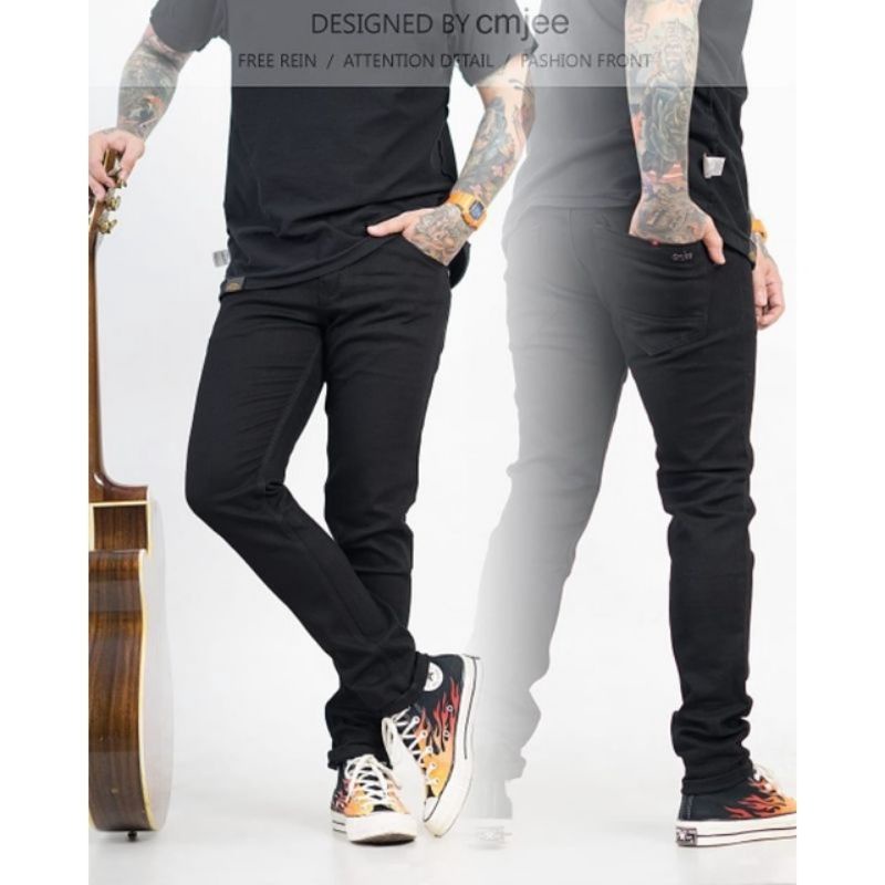 Celana Jeans Skinny Pria Hitam Pekat Bahan Denim Tidak Luntur Brand Original - SEFAN JEANS / Uk 27 sd 42