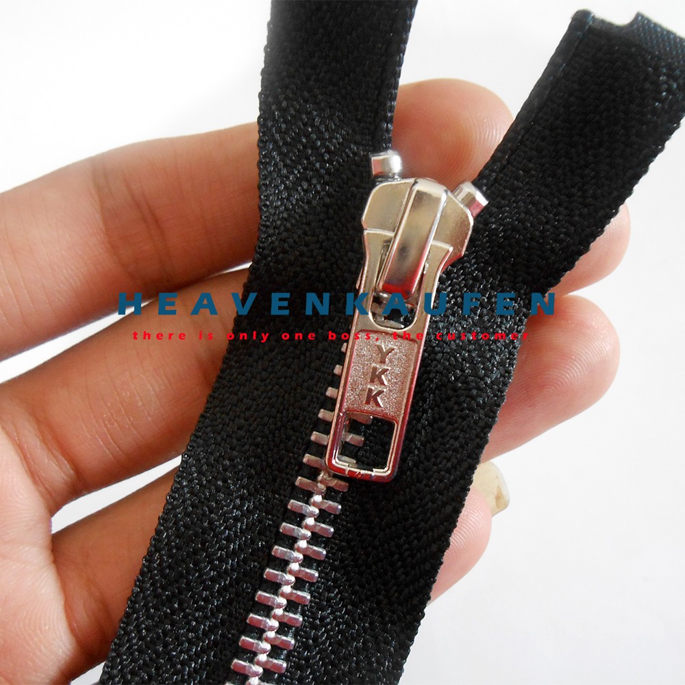 Resleting Jaket YKK Daun Hitam Gigi Silver 70 cm (28 inch) Murah