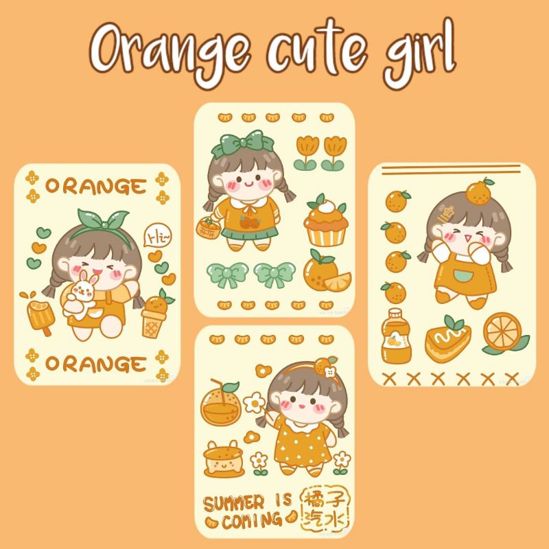 

Orange cute girl stiker | kiss cut