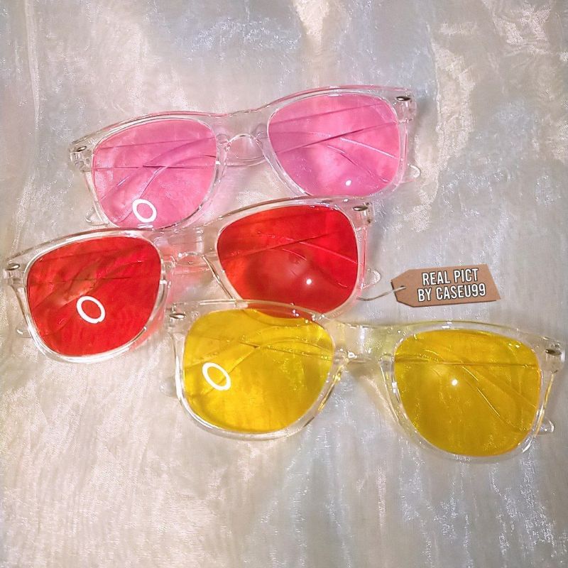 kacamata frame transparan candy kuning merah pink sunglasses bening kaca warna hijau neon nctzen