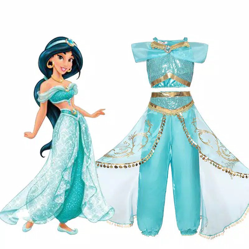 TBI Kostum Princess Jasmine Import Kostum Aladin Gaun Pesta Anak Pesta Halloween A Whole New World