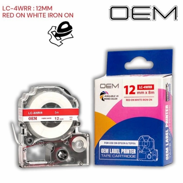 OEM LABEL TAPE 12mm x 5m IRON-ON / LABEL BAJU/KAIN FOR USE ON EPSON