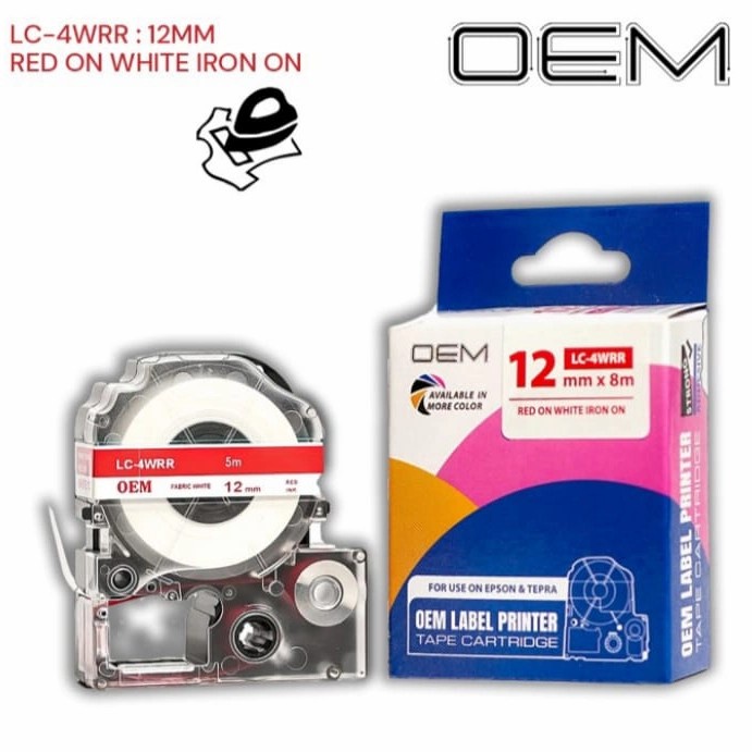 OEM LABEL TAPE 12mm x 5m IRON-ON / LABEL BAJU/KAIN FOR USE ON EPSON