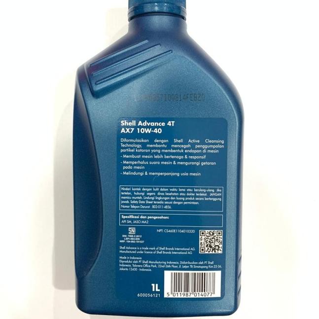 ✶ OLI SHELL AX7 1 LITER 10W40 SATRIA FU VIXION R15 JUPITER MX ORIGINAL ✭