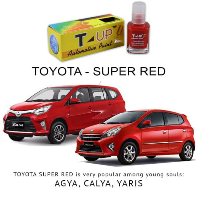 T-Up cat oles Toyota super red contoh cat merah toyota agya calya etios sample cat Toyota super red