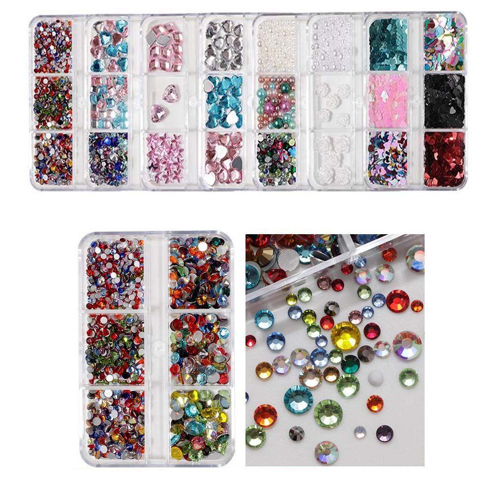 Mxbeauty Dekorasi Nail Art Super Flash Shiny Nail Tips Manikur Aksesoris Bentuk Hati Berlian Imitasi Datar Bawah Berbentuk Perhiasan Kuku Hiasan Kuku
