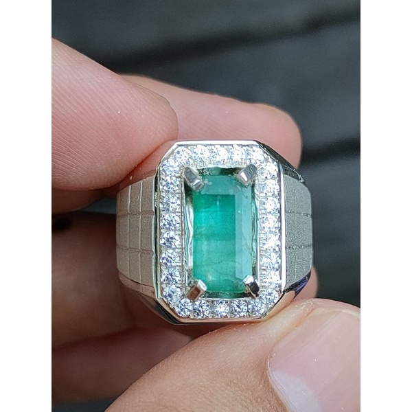 cincin natural jambrut ring perak handmade microsetting