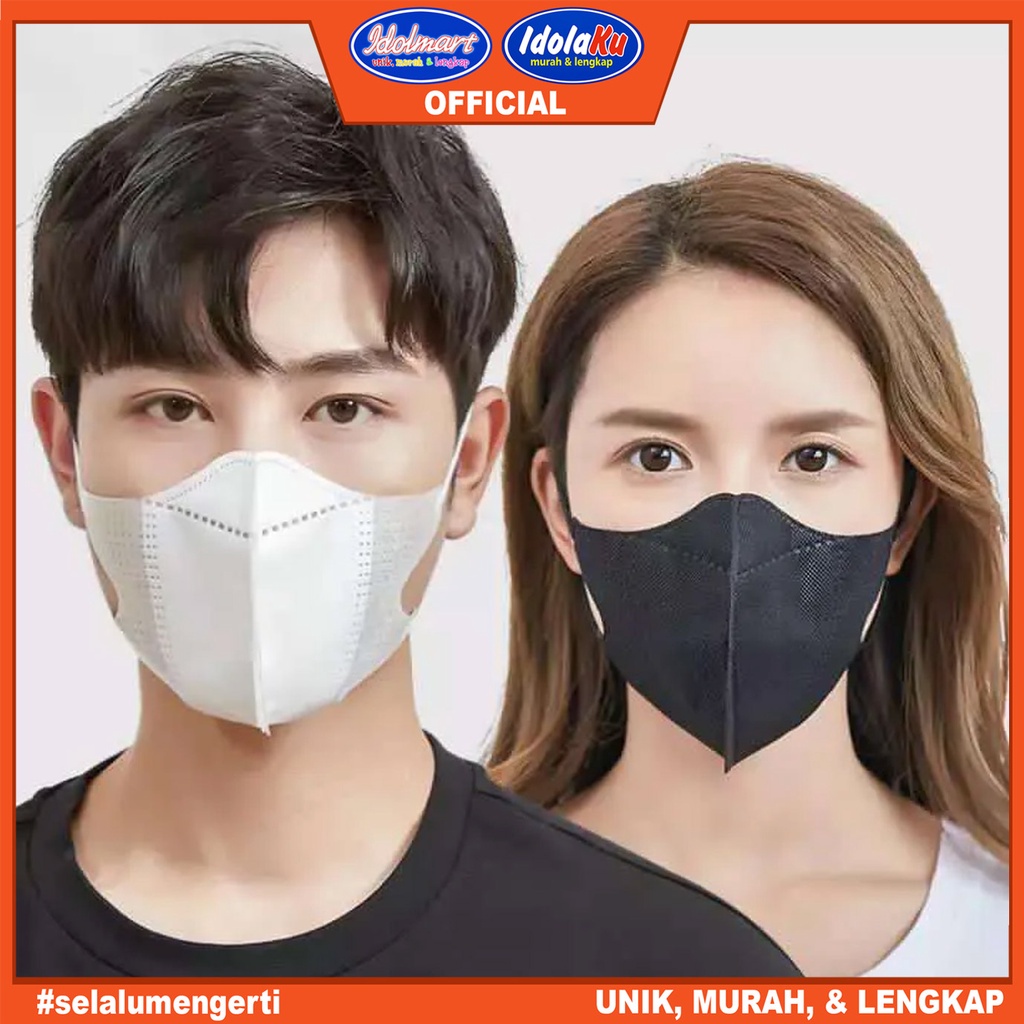 IDOLMART Masker Duckbill Garis 3PLY / Mudah Bernafas &amp; Lembut 50 pcs + Box Surabaya