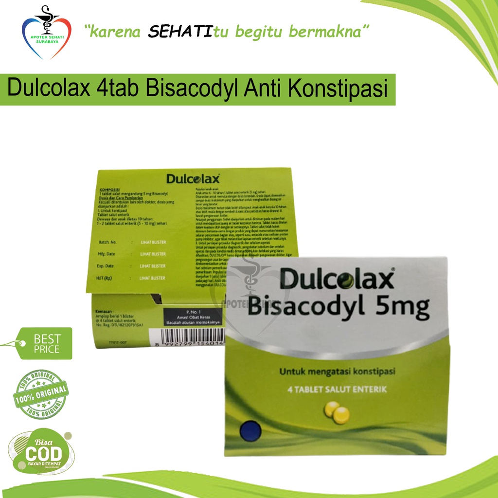 Dulcolax Tablet isi 4 - Obat Sembelit, Susah BAB