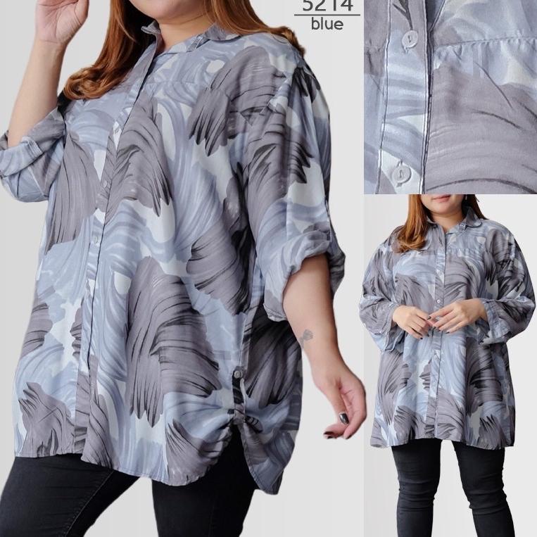BAJU ATASAN KEMEJA WANITA JUMBO BIG SIZE LD 130cm XXL XXXL 5214 KOREAN STYLE OVERSIZE BAJU HAMIL KEM