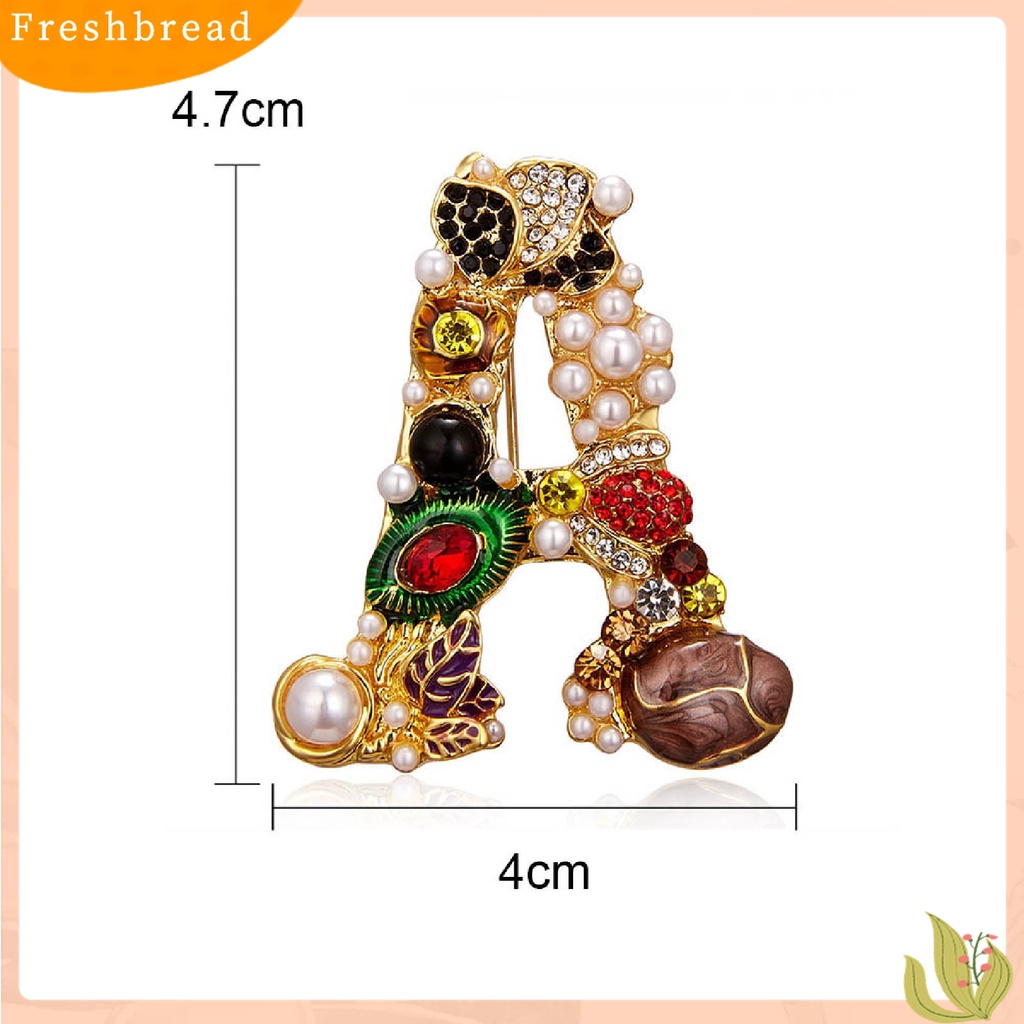 [ TERLARIS]Enamel Brooch Pin Muti-Color Fashion Letter Shape Women Rhinestone Faux Pearl Brooch Pin for Party