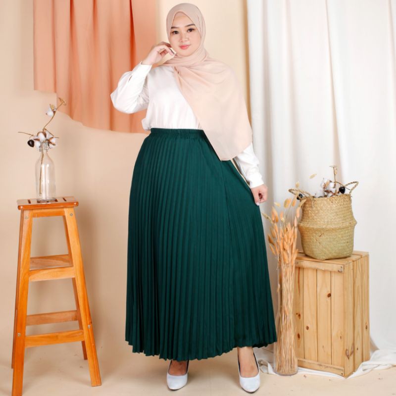 (02) MBL Rok Plisket Payung Pleated Skirt Jumbo XXXL