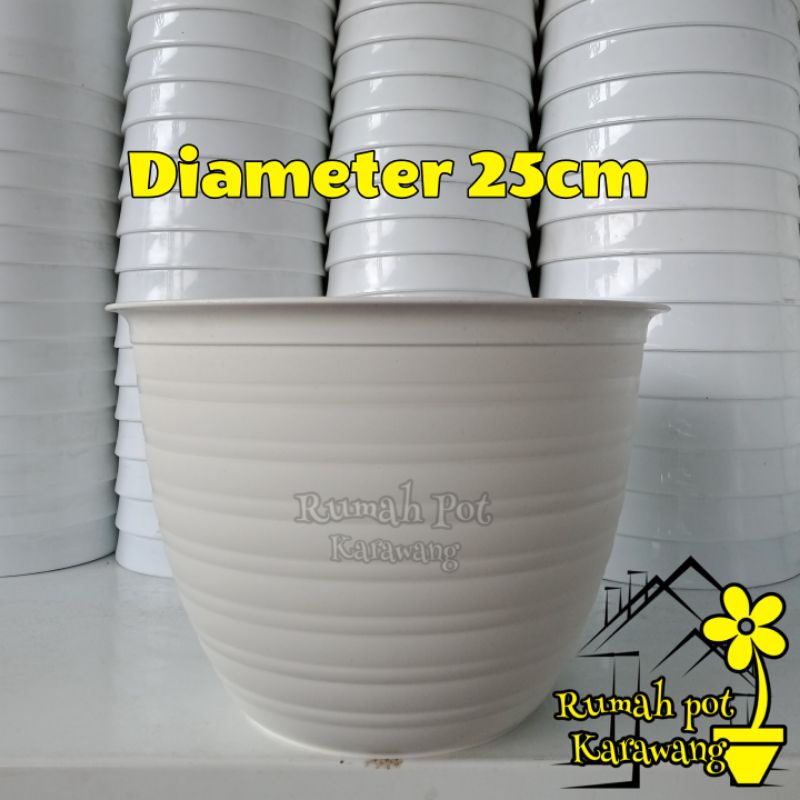 POT TAWON 25 PUTIH POT BUNGA PLASTIK MURAH POT TANAMAN HIAS MOTIF TAWON