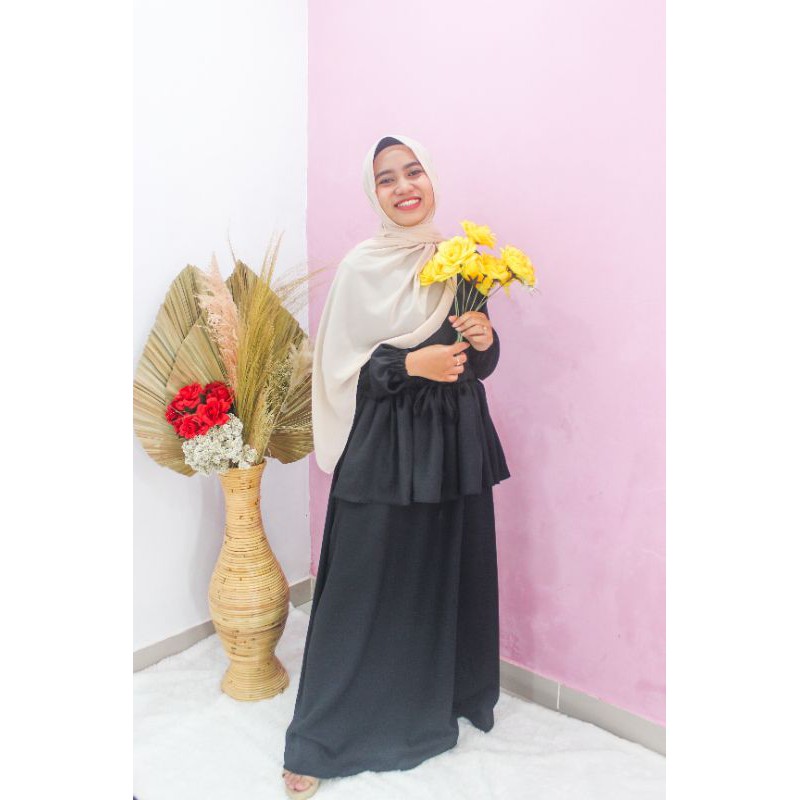 [ COD ] Nara Dress | Size S M L XL | Fashion Muslim Gamis Putih Polos | Laras Dress | Busui Friendly