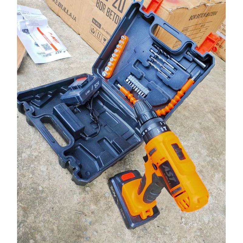 Bor beton baterai 20V cordles impact drill 2 baterai