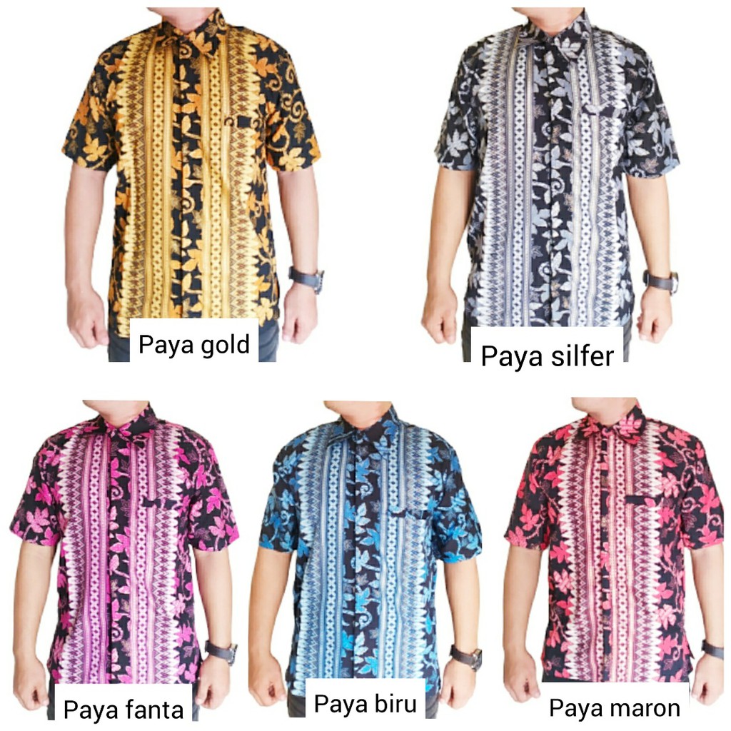 Hem batik pria motif paya gold/silfer/maron/fanta/biru/kemeja batik pria M L XL XXL