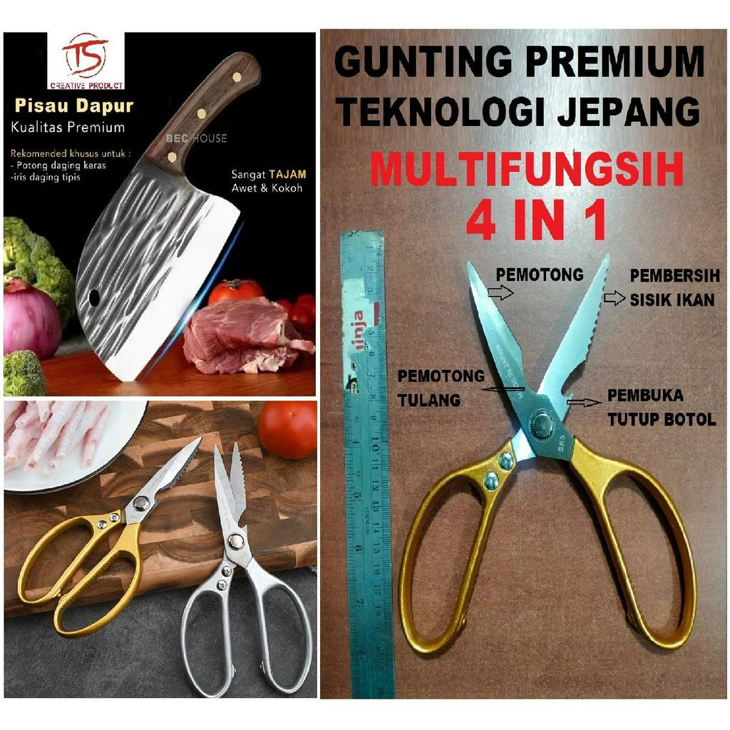 Gunting Daging MULTIFUNGSIH 4 IN 1 GUNTING Dapur Stainless Steel FULL METAL TEKNOLOGI JEPANG