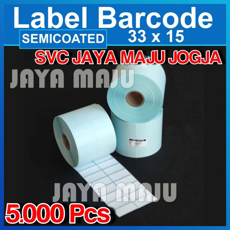 

33 X 15 SEMICOATED - 2 LINE - FACE IN - ISI 5.000 PCS || CORE 1" || LABEL BARCODE PAKAI RIBBON THERMAL TRANSFER STIKER LABEL HARGA BUTIK DISTRO SUPERMARKET SWALAYAN TOKO OLEH-OLEH || 33X15 LABEL BARCODE PRINTER SEMICOAT - ISI 5000 PCS