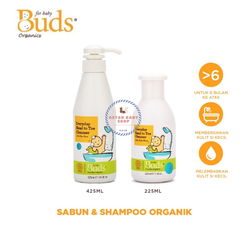 Buds Organics - Everyday Head to Toe Cleanser 225 ml / 425 ml Sabun Mandi Bayi &amp; Anak Buds