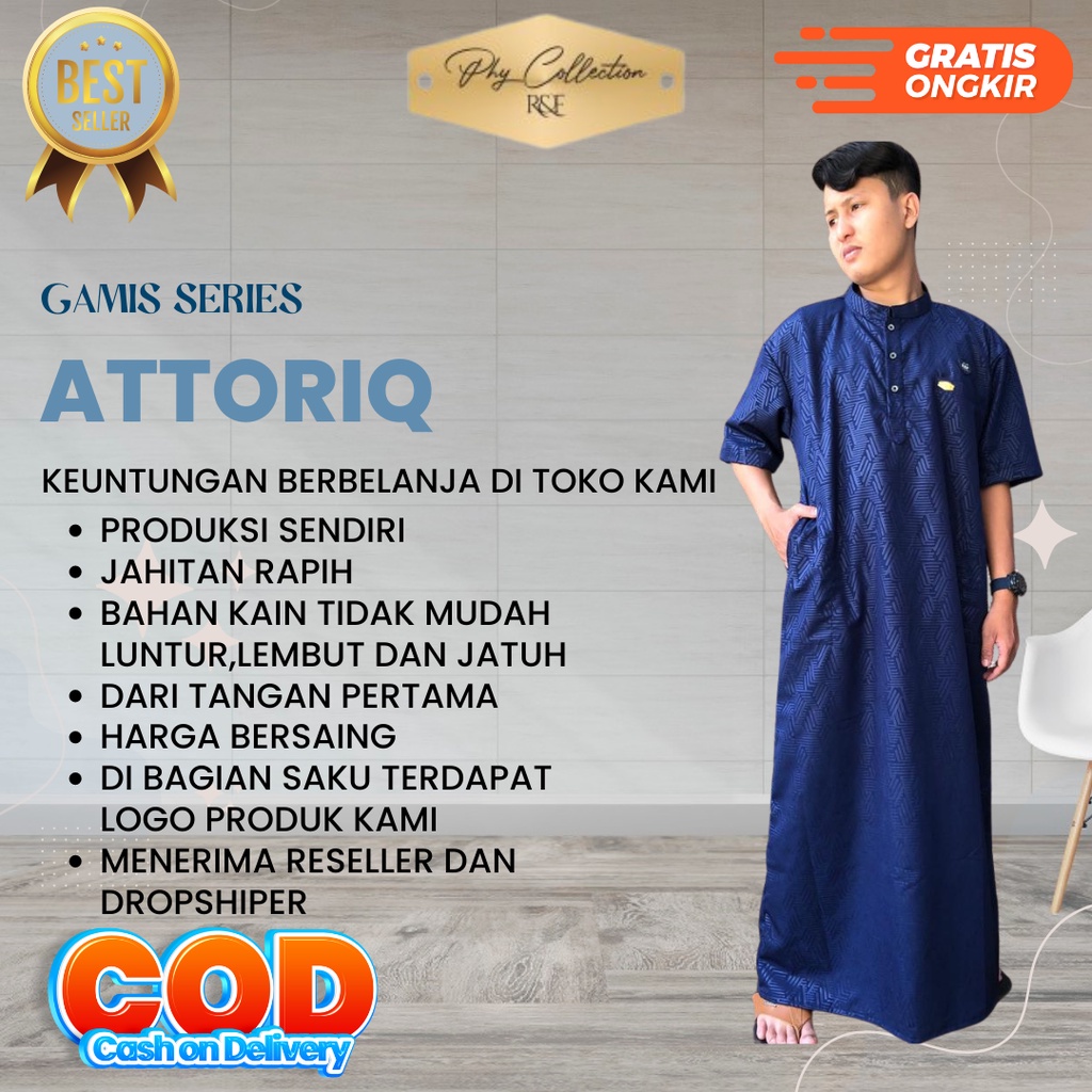 Baju Jubah Gamis pria Laki Laki Dewasa Lengan Pendek Model Haromain Al haramain Ukuran S M L XL XXL XXXL [ATTORIQ]