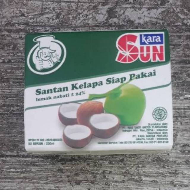 Kara / Sun Kara Santan Kelapa Siap Pakai Kemasan Kotak 200 Ml