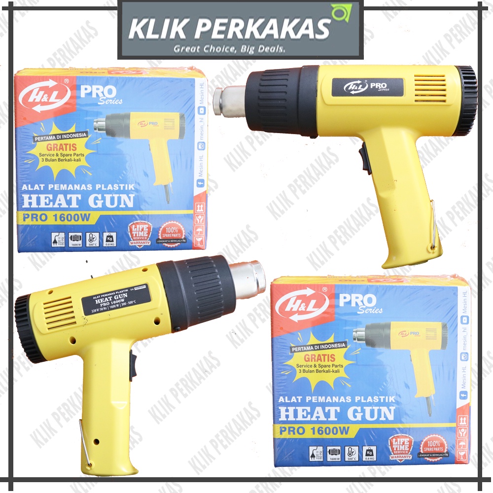 H&amp;L Pro 1600w Heat Gun - Alat Pemanas Plastik - Hot Gun HNL PRO - Alat pemanas stiker - Mesin Pemanas H&amp;L HNL 1600w