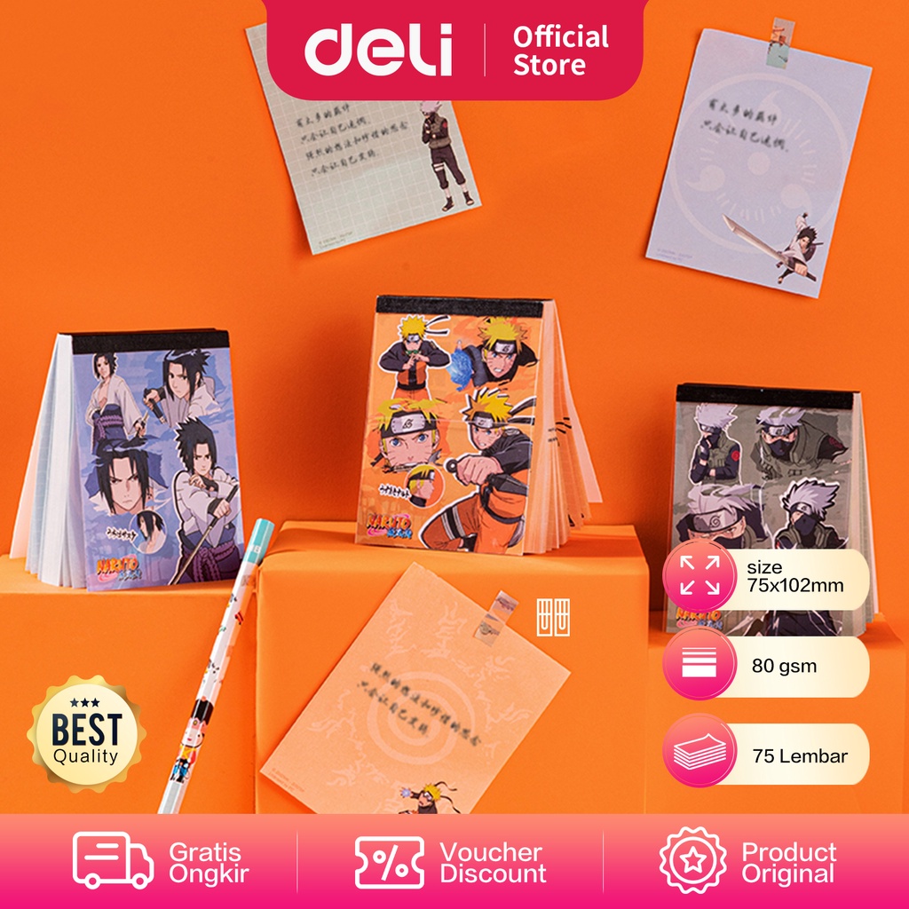 

Deli Sticky Pad / Mini Notes 75 Lembar Kertas 80g Desain Naruto 21758