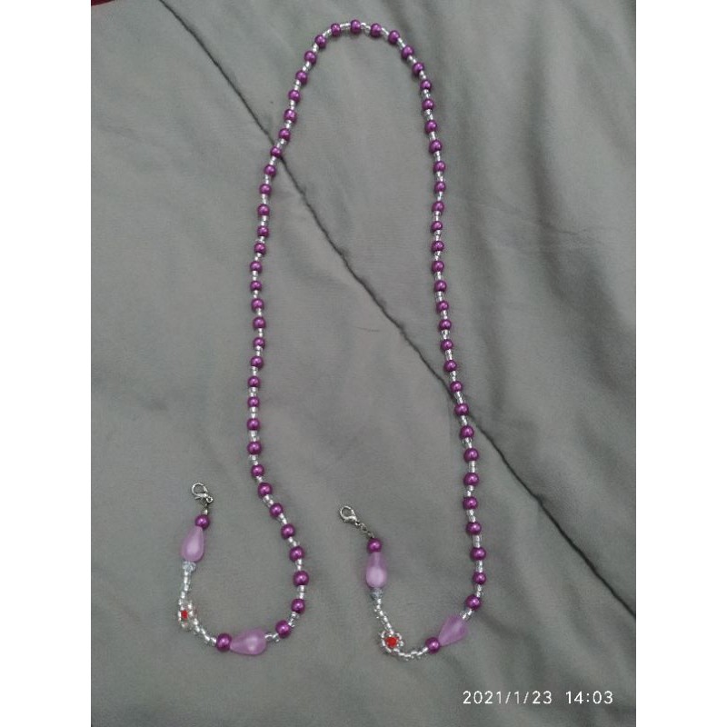 tali rantai masker mutiara lilac