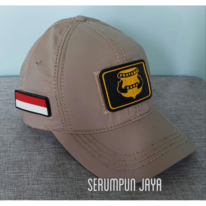 TOPI GADA PRATAMA - TOPI GADA PRATAMA KREM 3 PATCH - TOPI GADA PRATAMA VELCRO KREM