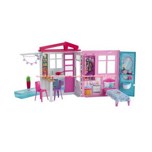 Barbie Close &amp; Go Fully Furnished Mainan Aksesoris Untuk Boneka Barbie