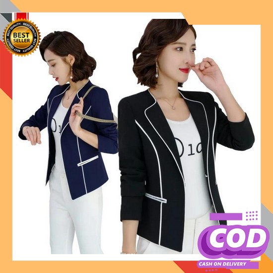 Baju Cardigan Wanita Shehan Blazer Bahan Oxford Cardi Modern Muslimah Simpel Pakaian Wanita Casual B
