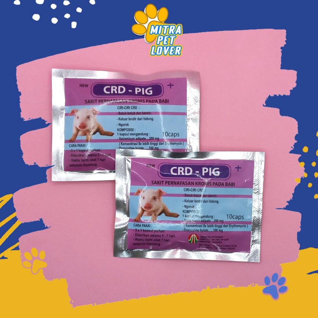 OBAT ANTI INFEKSI PERNAFASAN BABI - CRD PIG 10 CAPSUL - ATASI SAKIT PILEK BATUK ASMA NGOROK KRONIS PADA BABI - KAPSUL - PET ANIMAL - MURAH GARANSI KUALITAS ASLI ORIGINAL - HEALTHCARE &amp; VETERINARY TAMASINDO KESEHATAN &amp; VITAMIN C TERNAK HEWAN MITRAPETLOVER