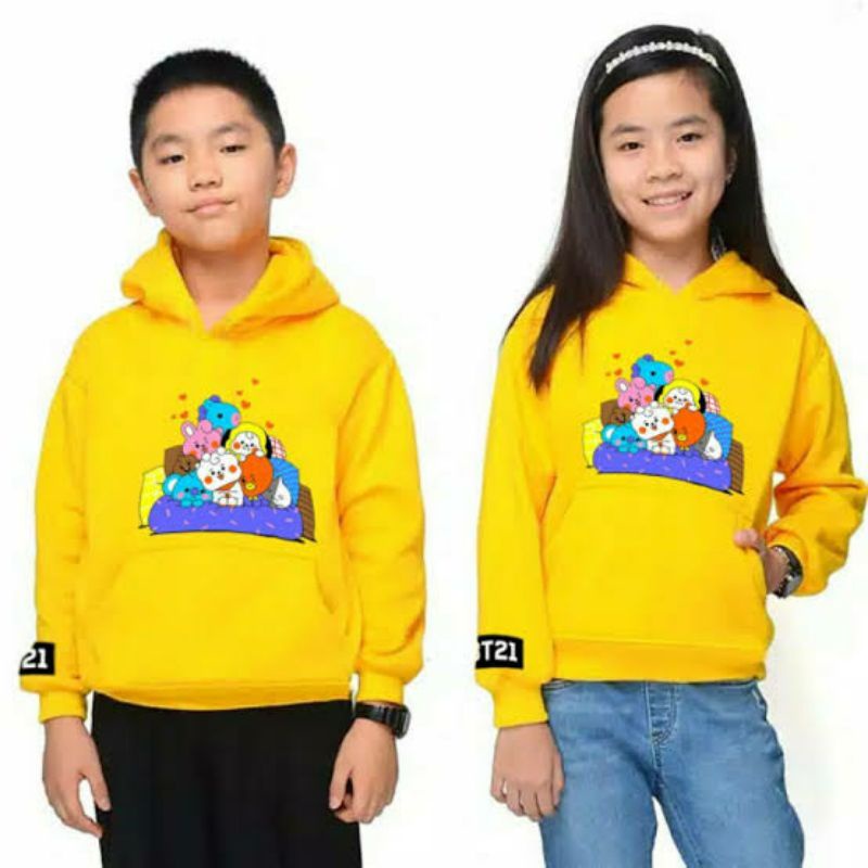 JAKET ANAK BTS X BT21 KARATER SWEATER HOODIE ANAK ANAK