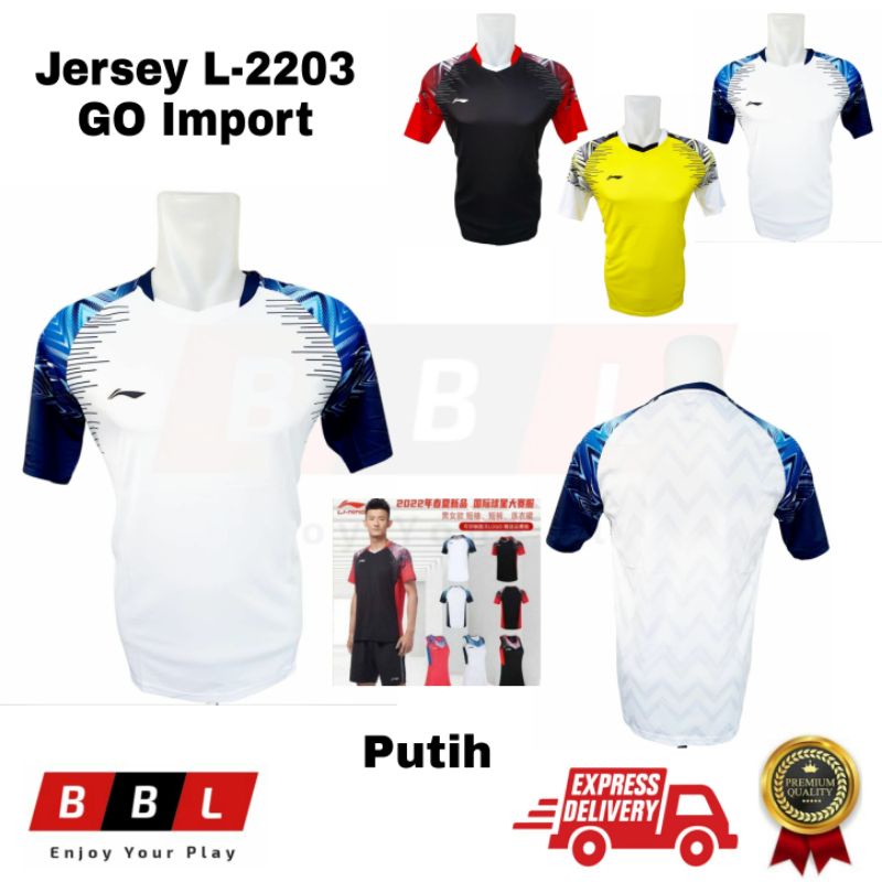Kaos Badminton Lining 2203 Putih Grade Ori Import Kaos bulutangkis Lining import Jersey badminton te