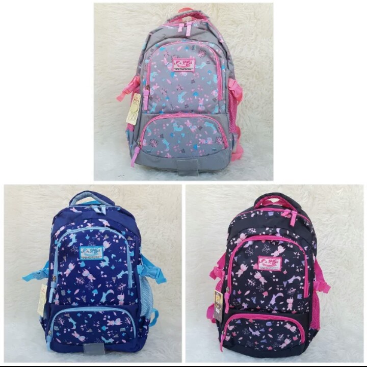 silver gilr tas ransel laptop anak tas sekolah anak tas alto original - free rain cover