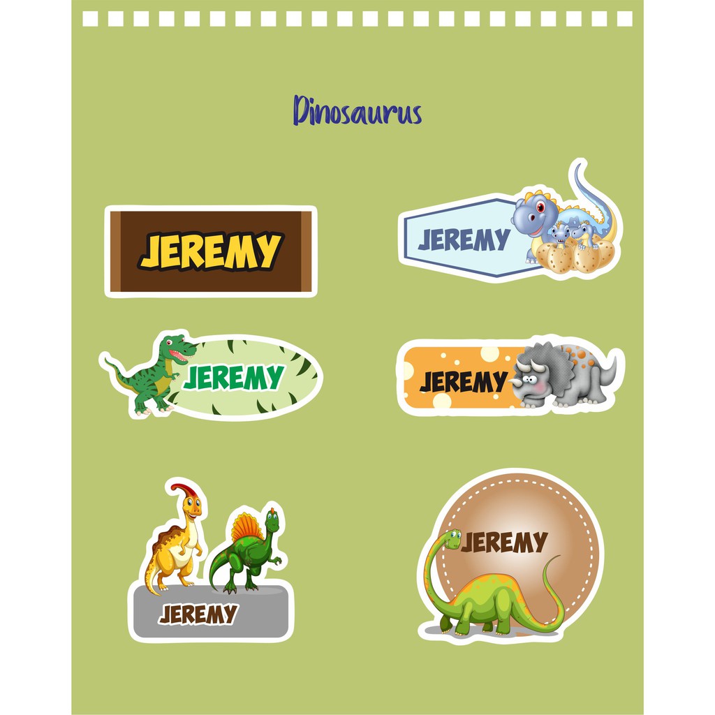 

192pcs Stiker Label Nama Kekinian Tahan Air & Anti Luntur untuk Umum Tema Dinosaurus