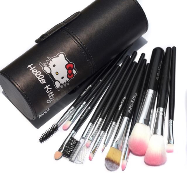 HK 12pcs Brush Barrel Pink Kuas Makeup Tabung Makeup Brush